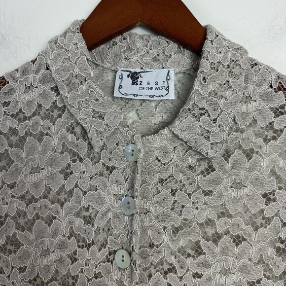 Y2K Lace Button Up Top Womens S Sheer Whimsigoth Fairy Cottage Western Country - Picture 2 of 10